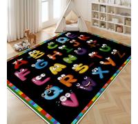 Dyjuaa Alphabet Dessin Animé Tapis de Salon Lavable en Machine Antiderapant Motif Dessin Animé Tapis Chambre Descente de Lit 120x160cm Lettres Intéressant Carpet Interieur Doux Salle à Manger
