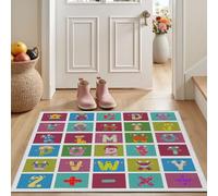 Dyjuaa Alphabet Paillasson Entrée Intérieur 60x90 cm, Collection ABC Tapis Lavable en Machine Antidérapant Rugs Carré Coloré Carpet Doux pour Cuisine Porte et Couloir