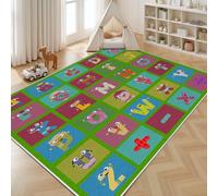 Dyjuaa Alphabet Tapis de Salon Lavable en Machine Antiderapant Monstre de Dessin Animé Tapis Chambre Descente de Lit 120x170cm Lettres Mignon Moquette Interieur Doux Salle à Manger
