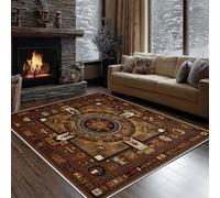 Dyjuaa Amérindien Tapis Chambre Lavable en Machine Ttribus Sud-Ouest Carpet AntidéRapant Poil Ras Descente de Lit 100x150 cm Totem Mystérieux Moquette Doux pour Salon Entrée Cuisine