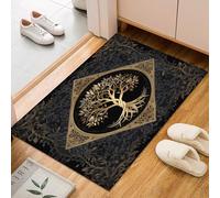 Dyjuaa Arbre de Vie Paillasson Entrée Intérieur 60x90 cm, Mythe Viking Ancien Tapis Lavable en Machine Antidérapant Rugs Carpet Poil Ras Doux pour Chien, Cuisine, Porte et Couloir
