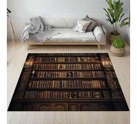 Dyjuaa Bibliothèque Vintage Tapis Chambre Lavable en Machine Étagères Library Carpet AntidéRapant Poil Ras Descente de Lit 100x150 cm Moquette Doux pour Salon, Entrée, Couloir, Cuisine