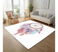 Dyjuaa Bohême Attrape-Rêves Paillasson Entrée Intérieur 80x120 cm, Fantaisie Plume Tapis Lavable en Machine Antidérapant Rugs Tapis Poil Ras Doux pour Chien, Cuisine, Porte et Couloir