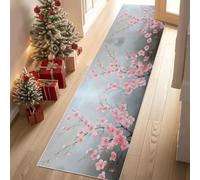 Dyjuaa Branche Fleur de Prune Tapis Couloir Long 50x150cm Peinture à l'encre Chinois Tapis Cuisine Devant Evier Carpet Lavable en Machine Antiderapant pour Cuisine, Couloir, Passage, Chambre