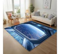 Dyjuaa Capsule Spatiale Futuriste Tapis Antidérapant Doux Poils Ras 200 x 300 cm, Espace Planète Terre Grand Tapis Salon Lavable en Machine Carpet Chambre Ado, Tapis Salle à Manger