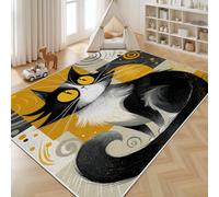 Dyjuaa Chat Dessin Animé Tapis Salon 160x200 cm Animal Mignon Tapis Chambre d'enfant Lavable en Machine Antidérapant Spirales Géométrique Carpet Doux Poils Ras pour Cuisine, Salle à Manger