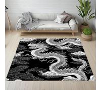 Dyjuaa Chinois Dragon Tapis Chambre Lavable en Machine Style Japonais Carpet AntidéRapant Poil Ras Descente de Lit 100x150 cm Moquette Doux pour Salon, Entrée, Couloir, Cuisine