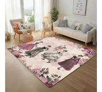 Dyjuaa Danseurs de Ballet Rétro Tapis Antidérapant Doux Poils Ras 200 x 300 cm, Roses Romantiques Grand Tapis Salon Lavable en Machine Carpet Chambre Ado, Tapis Salle à Manger