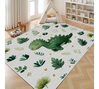 Dyjuaa Dino Dessin Animé Paillasson Entrée Intérieur 60x90 cm, Dinosaure Vert Tapis Lavable en Machine Antidérapant Rugs Faune Jurassique Carpet Doux pour Cuisine Porte et Couloir
