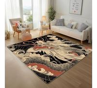 Dyjuaa Dragon Chinois Tapis Chambre Lavable en Machine Animal Mythe Oriental Carpet AntidéRapant Poil Ras Descente de Lit 100x150 cm Moquette Doux pour Salon, Entrée, Couloir, Cuisine
