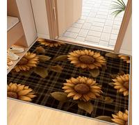 Dyjuaa Fleurs de Tournesol Paillasson Entrée Intérieur 60x90 cm, Fleurs Rustique Rétro Tapis Lavable en Machine Antidérapant Rugs Grille Carre Vintage Carpet Doux pour Cuisine Porte et Couloir