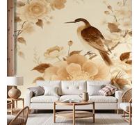Dyjuaa Fleurs Oiseaux Rétro Papier Peint Panoramique Style Chinois vintage Papier Peint Intissé Motifs Floral Wallpaper Papiers Peints Decoration Murale pour Chambre Salon Cuisine 400x280 cm