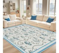 Dyjuaa Floral Botanique Tapis Chambre Lavable en Machine Vigne Fleurs Carpet AntidéRapant Poil Ras Descente de Lit 100x150 cm Style Chinois Moquette Doux pour Salon Entrée Cuisine