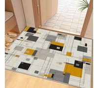 Dyjuaa Géométrique Abstraite Moderne Paillasson Entrée Intérieur 60x90 cm, Ligne Carré Tapis Lavable en Machine Antidérapant Rugs Style Simple Rétro Carpet Doux pour Cuisine Porte et Couloir