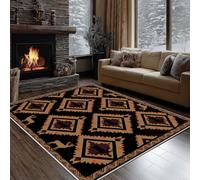 Dyjuaa Géométrique Ethnique Vintage Tapis Salon 140 x 200 cm Cerf Wapiti Silhouette Tapis Chambre d'enfant Lavable en Machine Antidérapant Carpet Doux Moelleux Poils Ras pour Cuisine, Salle à Manger