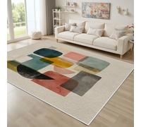 Dyjuaa Géométrique Moderne Tapis Chambre Lavable en Machine Art Abstrait Carpet AntidéRapant Poil Ras Descente de Lit 100x150 cm Nostalgie Vintage Moquette Doux pour Salon Entrée Cuisine