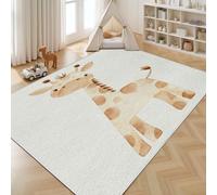 Dyjuaa Girafe Dessin Animé Tapis de Salon Lavable en Machine Antiderapant Animaux Sauvages Mignons Tapis Chambre Descente de Lit 120x160cm Animaux du Zoo Carpet Interieur Doux Salle à Manger