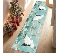 Dyjuaa Grue à Couronne Rouge Tapis Salon Antidérapant 60x240 cm Style Chinois Tapis Lavable en Machine, Doux Poil Ras Rug Carpet pour Chambre, Cuisine, Entrée, Couloir, Buanderie