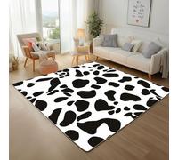Dyjuaa Imprimé Vache Laitière Tapis Antidérapant Doux Poils Ras 200 x 300 cm, Motif Noir et Blanc Grand Tapis Salon Lavable en Machine Carpet Chambre Ado, Tapis Salle à Manger