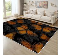 Dyjuaa Insecte Papillon Paillasson Entrée Intérieur 80x120 cm, Plantes Noir Blanc Tapis Lavable en Machine Antidérapant Rugs Vintage Botanique Tapis Doux pour Cuisine Porte Couloir