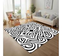 Dyjuaa Motifs Géométrique Noir et Blanc Tapis Antidérapant Doux Poils Ras 200 x 200 cm, Nœud Celtique Grand Tapis Salon Lavable en Machine Moquette Chambre Ado, Tapis Salle à Manger