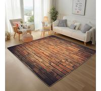Dyjuaa Mur de Briques Rétro Tapis Chambre Lavable en Machine Vintage Carpet AntidéRapant Poil Ras Descente de Lit 100x150 cm Moquette Doux pour Salon, Entrée, Couloir, Cuisine