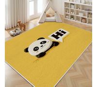 Dyjuaa Panda Dessin Animé Tapis Antidérapant Doux Poils Ras 200 x 200 cm, Animaux Sauvages Grand Tapis Salon Lavable en Machine Jaune Moquette Chambre Ado, Tapis Salle à Manger
