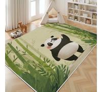 Dyjuaa Panda Mignon Tapis Chambre Lavable en Machine Animaux Dessin Animé Carpet AntidéRapant Poil Ras Descente de Lit 100x150 cm Forêt de Bambou Vert Moquette Doux pour Salon Entrée Cuisine