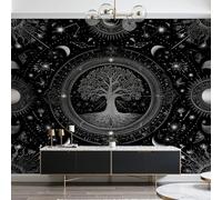Dyjuaa Papier Peint Panoramique Arbre de Vie, Papier Peint Intissé 100x70 cm Soleil Lune Constellation Poster Revetement Mural Astrologie Mystère pour Salon Chambre Décoration Murale