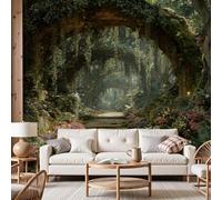 Dyjuaa Papier Peint Panoramique Forêt, Papier Peint Intissé 100x70 cm Jardin Enchanté Poster Revetement Mural Jungle Arbre Vigne Fleurs pour Salon Chambre Décoration Murale