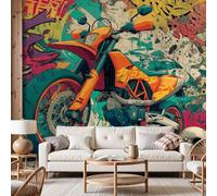 Dyjuaa Papier Peint Panoramique Motos Cool, Papier Peint Graffiti 100x70 cm Photo Mural Street Graffiti Revetement Mural Chambre Jeunesse Enfants Wallpaper