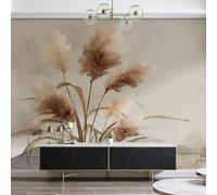 Dyjuaa Papier Peint Panoramique Roseau Papier Peint Intissé Naturel Fleurs Wallpaper Boho Champ de Plantes Papiers Peints Decoration Murale Chambre Salon 200x140 cm