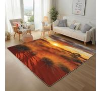 Dyjuaa Paysage au Coucher de Soleil Tapis Antidérapant Doux Poils Ras 200 x 200 cm, Désert Western Grand Tapis Salon Lavable en Machine Moquette Chambre Ado, Tapis Salle à Manger