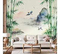 Dyjuaa Paysage Naturel Papier Peint 100x70 cm Montagnes Lacs Bambou Papier Peint Intissé Peinture de paysage Panoramique Murale Interieur pour Salon Chambre à Coucher D'Enfant Maison Décoration Murale