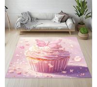 Dyjuaa Petit Gâteau Dessert Nourriture Tapis de Salon Lavable en Machine Antiderapant Papillon Kawaii Tapis Chambre Adulte Descente de Lit 120x170cm Moquette Interieur Doux et Moelleux Salle à Manger