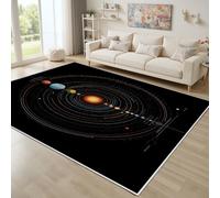 Dyjuaa Planète du système Solaire Tapis Salon 160x200 cm Science-Fiction Moderne Tapis Chambre d'enfant Lavable en Machine Antidérapant Univers Galaxie Carpet Doux Poils Ras pour Salle à Manger