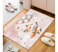 Dyjuaa Renard Dessin Animé Paillasson Entrée Intérieur 60x90 cm, Étoile Ballons Mignon Tapis Lavable en Machine Antidérapant Rugs Carpet Poil Ras Doux pour Chien, Cuisine, Porte et Couloir