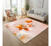 Dyjuaa Renard Mignon Paillasson Entrée Intérieur 80x120 cm, Étoile Ballons Tapis Lavable en Machine Antidérapant Rugs Tapis Poil Ras Doux pour Chien, Cuisine, Porte et Couloir