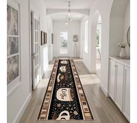 Dyjuaa Rétro Coffee Tapis de Couloir 80x250cm Antidérapant Café Vintage Tapis de Passage Lavable Doux Tasse à Café Moquette Long Doux pour Chambre à Coucher Couloirs Salon Cuisine