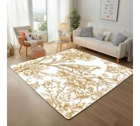 Dyjuaa Style Chinois Vintage Tapis Chambre Lavable en Machine Fleur Oiseau Carpet AntidéRapant Poil Ras Descente de Lit 80x150 cm Tapis Doux pour Salon, Entrée, Couloir, Cuisine
