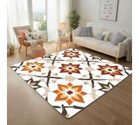 Dyjuaa Style Ethnique Tradition Tapis Chambre Lavable en Machine Géométrique Imprimé Carpet AntidéRapant Poil Ras Descente de Lit 100x150 cm Moquette Doux pour Salon, Entrée, Couloir, Cuisine