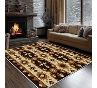 Dyjuaa Style Ethnique Tradition Tapis de Salon Lavable en Machine Antiderapant Aztèque Géométrique Vintage Tapis Chambre Adulte Descente de Lit 120x160cm Carpet Interieur Doux Moelleux Salle à Manger