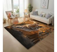 Dyjuaa Tigre Grands Félins Tapis Chambre Lavable en Machine Animaux Sauvages Carpet AntidéRapant Poil Ras Descente de Lit 100x150 cm Moquette Doux pour Salon, Entrée, Couloir, Cuisine