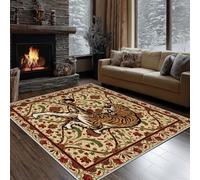 Dyjuaa Tigre Tapis Chambre Lavable en Machine Style Chinois Vintage Carpet AntidéRapant Poil Ras Descente de Lit 80x150 cm Tapis Doux pour Salon, Entrée, Couloir, Cuisine