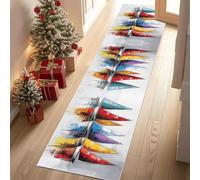 Dyjuaa Voilier Colorée Tapis Couloir Long 50x150cm Triangle Géométrique Abstrait Tapis Cuisine Devant Evier Carpet Lavable en Machine Antiderapant pour Cuisine, Couloir, Passage, Chambre
