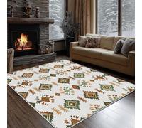 Dyjuaa Western Aztèque Tapis Salon 160 x 200 cm Vintage Ethnique Tapis Chambre d'enfant Lavable en Machine Antidérapant Carpet Doux Moelleux Poils Ras pour Cuisine, Salle à Manger