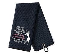 DYJYBMY Serviette de Golf brodée avec Clip, Cadeau d'anniversaire pour Fan de Golf, Cadeau d'anniversaire pour Fan de Golf, Cadeau de départ à la Retraite, Serviette de Golf pour Maman