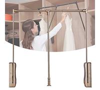 DYK&NX Barre De Penderie Escamotable, Penderie Rabattable pour Armoire, Réglable Barre De Vestiaire Télescopique, pour Rangement De Garde Robe, Placard Et Armoire (Color : Brown, Size : L)