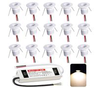 DYKUWEY Spot LED Encastrable 12V 1W, Mini Spot Led IP65 Blanc Chaud,spot salle de bain Trou Φ15-18mm,Spots de plafond pour Cuisine,Salon,Carport,Escalier,Couloir, Lot de 15 (Blanc, Blanc Chaud 3000K)