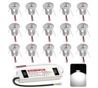 DYKUWEY Spot LED Encastrable 12V 1W, Mini Spot Led IP65 Blanc Froid,spot salle de bain Trou Φ15-18mm,Spots de plafond pour Cuisine,Salon,Carport,Escalier,Couloir, Lot de 15 (Argenté Blanc Froid 6000k)